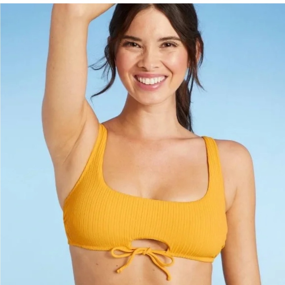 New Shade & Shore Sunlit Bikini Top ribbed size Large